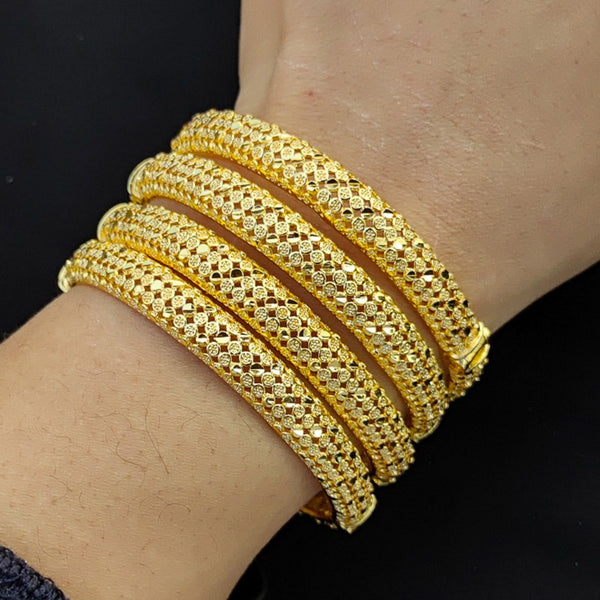 4pcs/Lot Nigeria Dubai Afraic Gold Color Bangles For Women