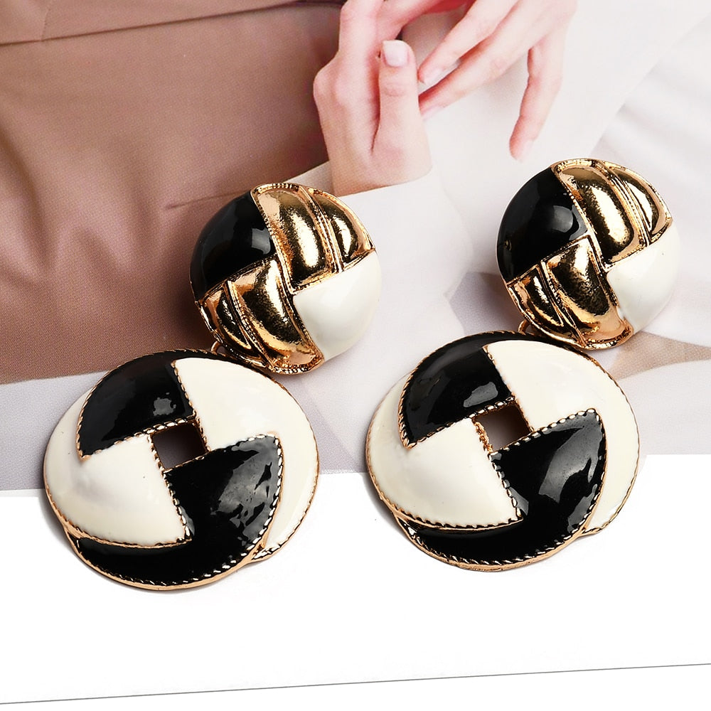 Fashion Double Round Za Dangle Earrings High-Quality Luxury Ear Accessories For Women