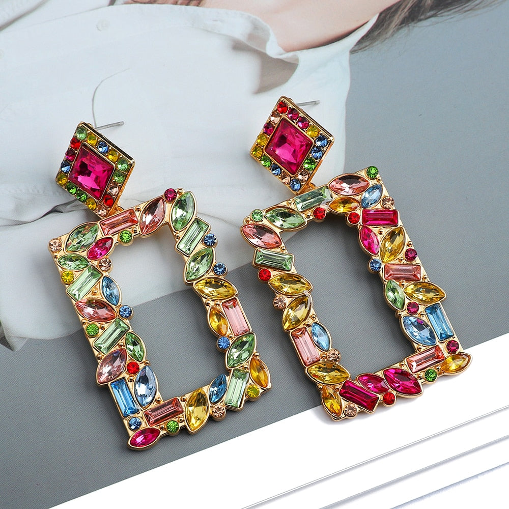 Fashion Boho Multicolor Square Drop Dangle Earrings For Women