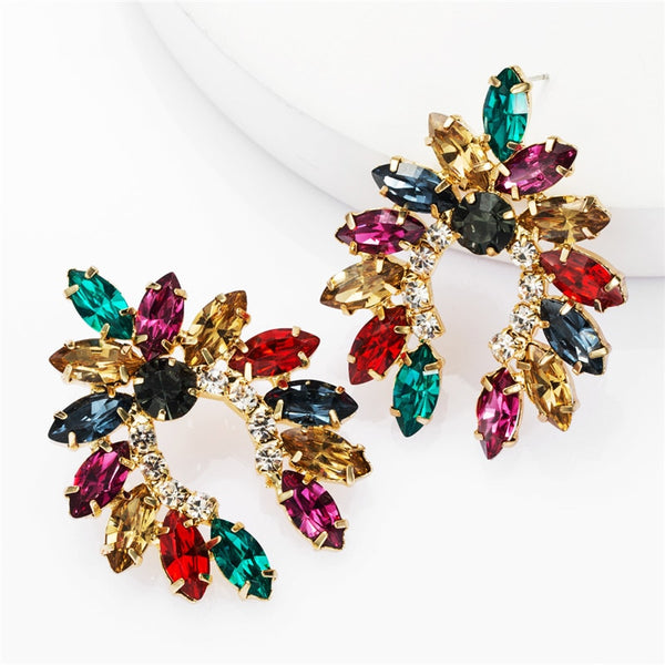 Shining Rhinestone Geometric Stud Earrings Women