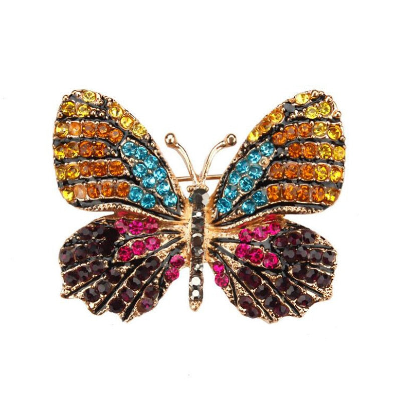 Zinc Alloy Butterfly Brooch Woman Clothing Rhinestone Brooch For Women