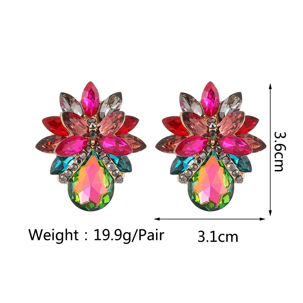 Korean Fashion Colorful Clear Crystal Stud Earrings