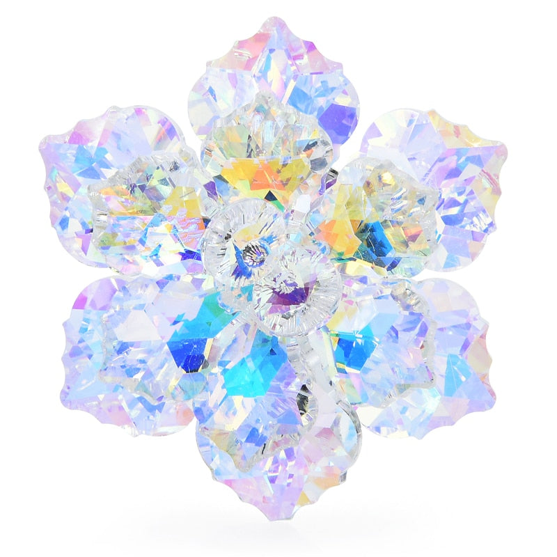 hining Glass Flower Brooches For Women