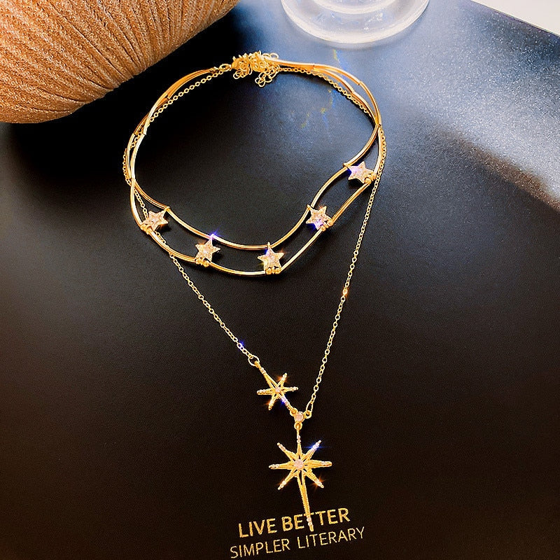 Shine Star Choker Necklaces for Women Clavicular Chain Pendant Necklaces