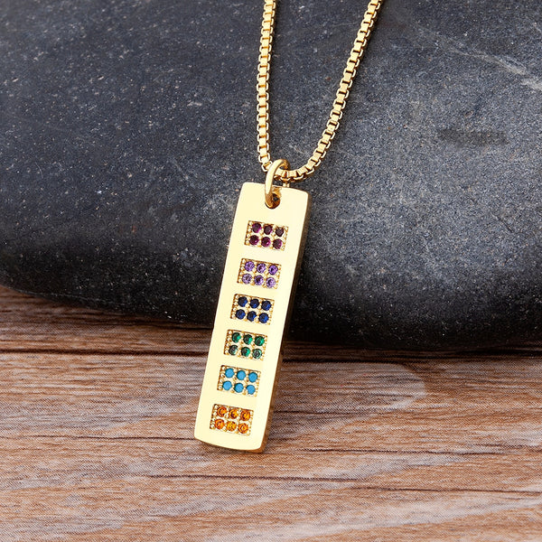 Fashion Luxury Shiny Crystal Geometric Rectangle Pendant Necklace For Women