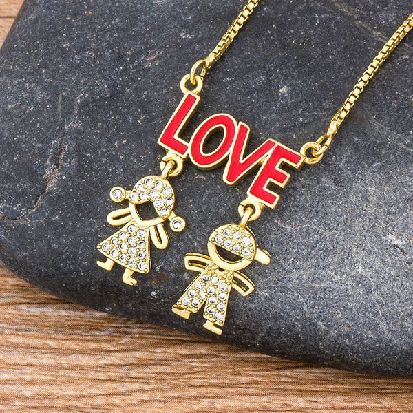 New Trendy Family Necklace Boy Girl Kids Pendant Necklace for Woman