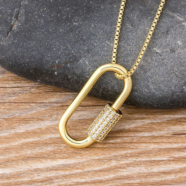 New Creative Design Spiral Oval Carabiner Series Pendant Necklace