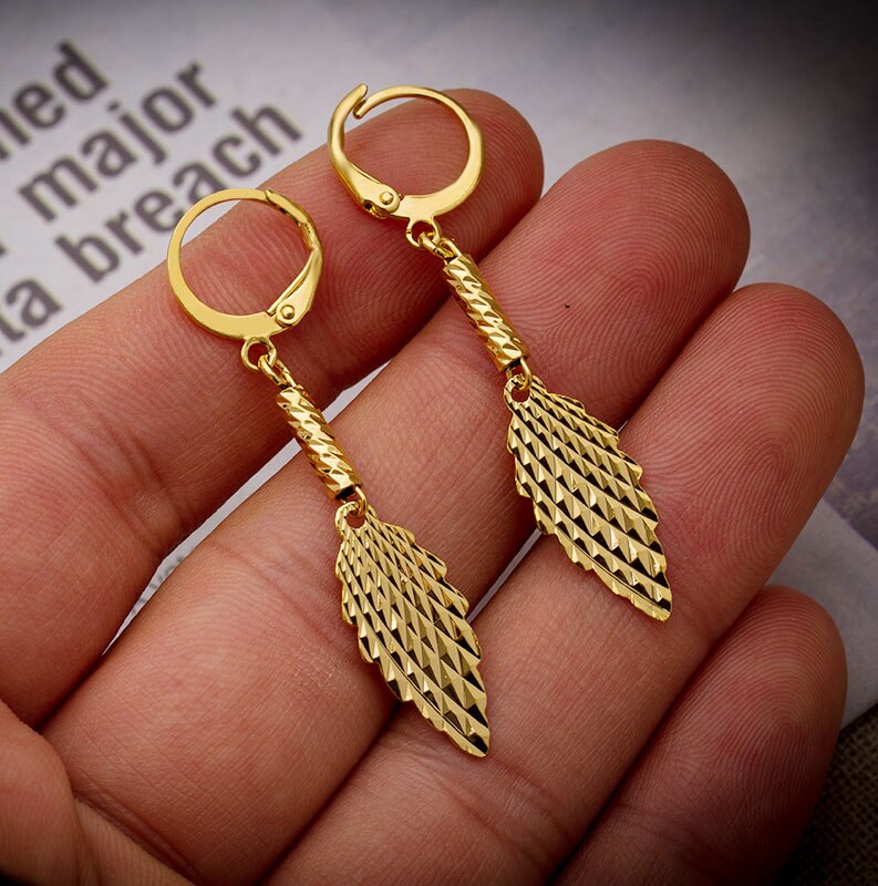 Arabic wedding Gold Color jewelry Dubai Earrings for women