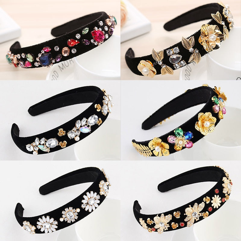 Luxury Baroque Rhinestone Headbands Hair Hoops