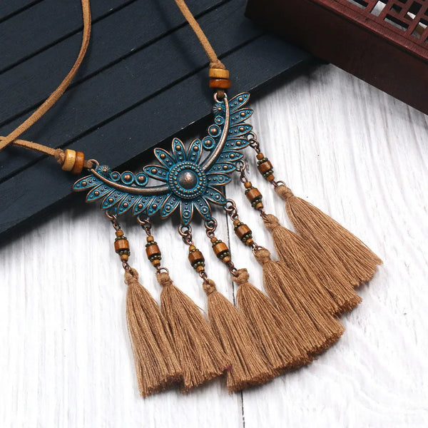 Ethnic Style Vintage Leather Rope Long Necklaces Women