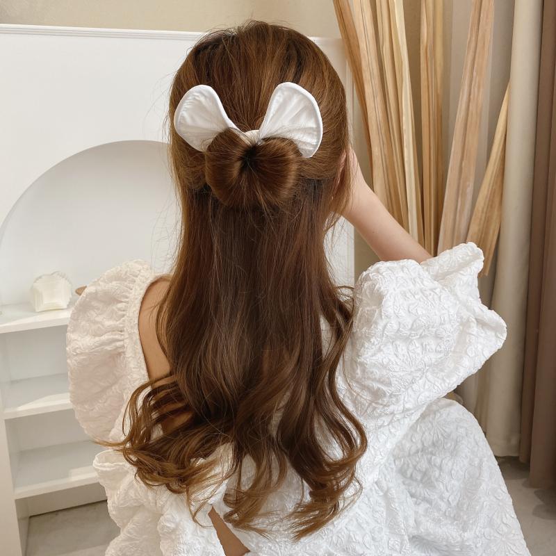 Fashion female magic twisting lazy long hair curly hair artifact printing bow headband