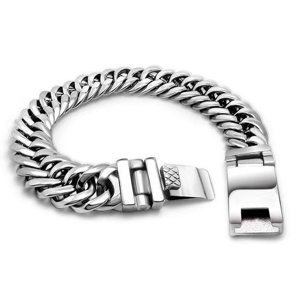 13MM Curb Chain Bracelet Men's Polished Stainless Steel Man Bracelet for Men