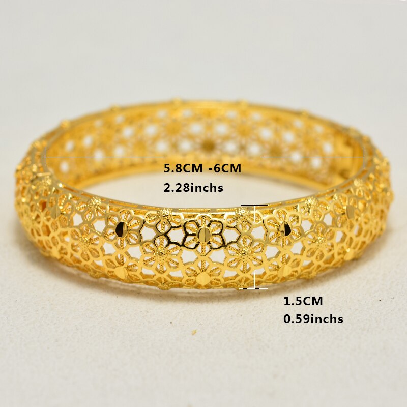 Dubai Arab Gold Color Wedding Bangles for Women Bride Can OPen Bracelets