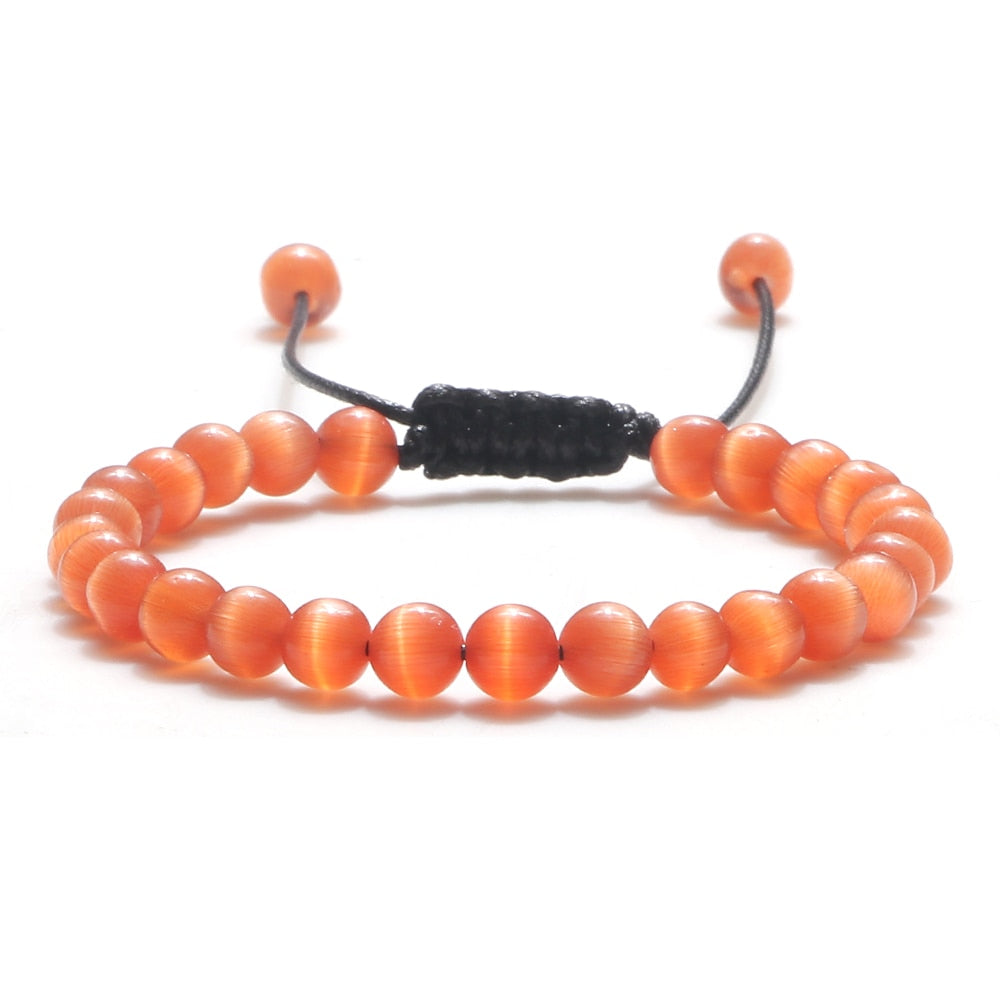 Irregular Copper Beads Braided Bracelet Natural 6mm Tiger Volcanic Lava Bangle For Women Men