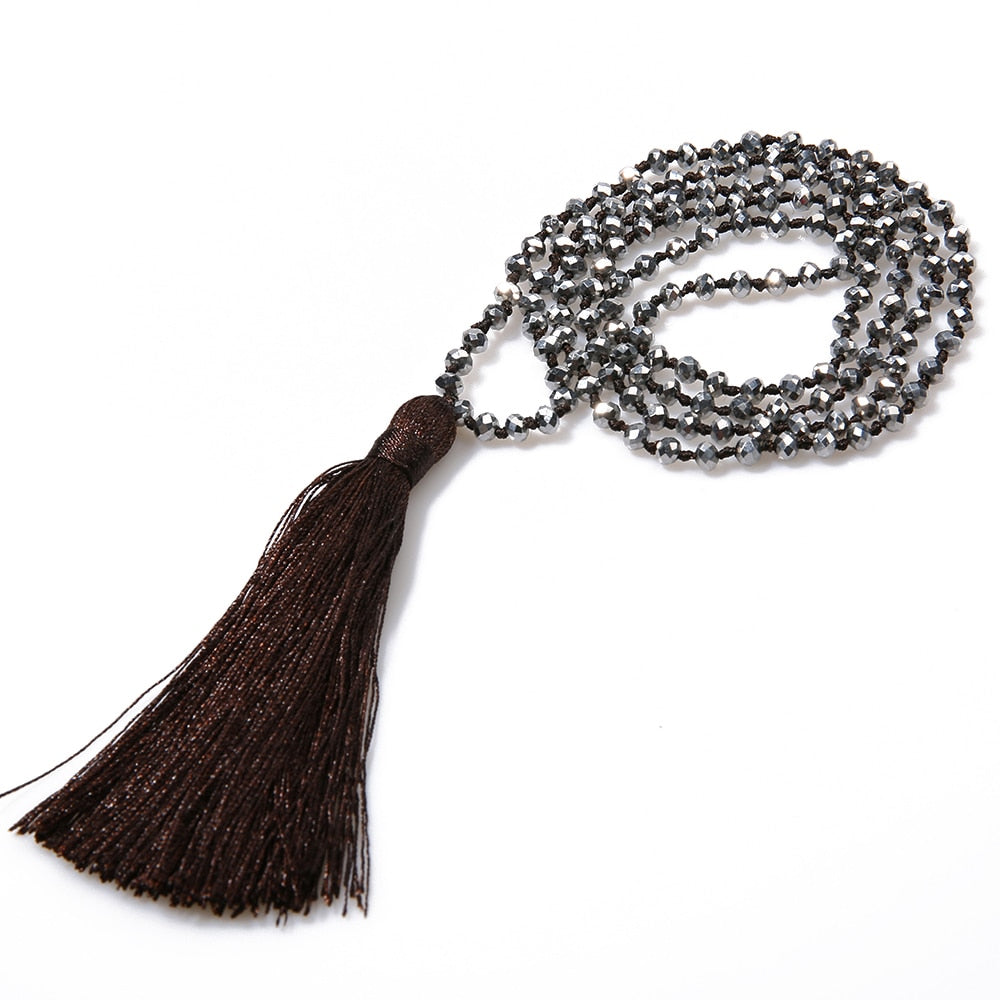 Ethnic Long Tassel Maxi Statement Necklace