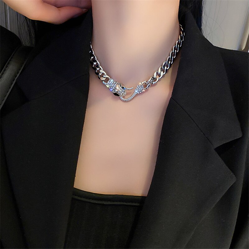 New Snake Shape Hook Choker Necklaces for Women Geometric Chain Necklaces