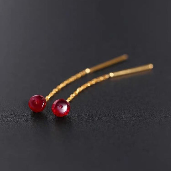 Original new mini ruby rose gold earring earrings