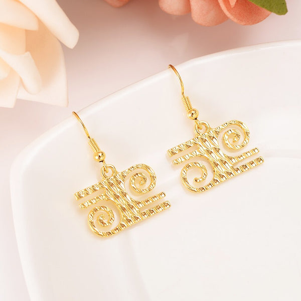 24k African Symbol Earrings Gold Color Adinkra Gye Nyame Earrings Ethnic Jewelry  gifts