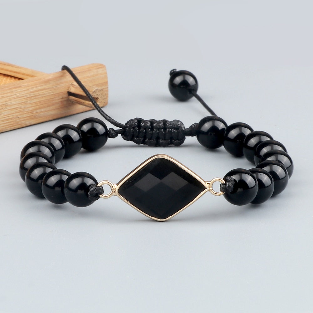 Natural Black Obsidian Stone Bracelets Bangles Men