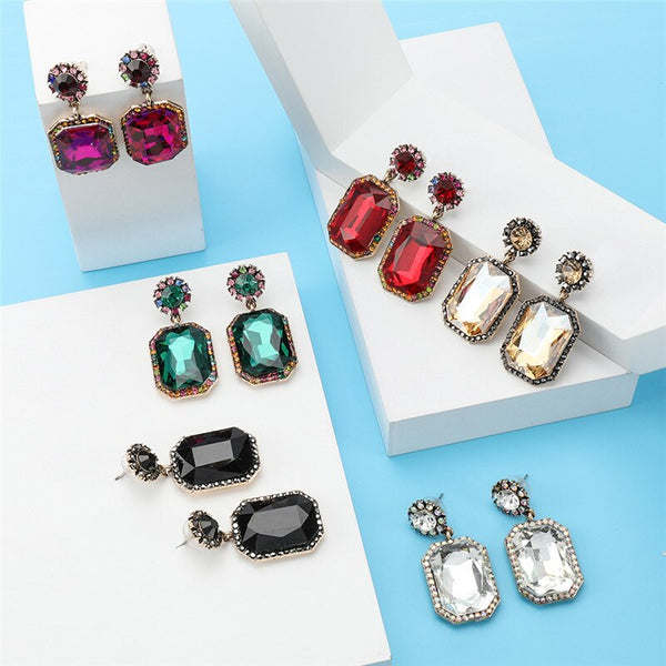 Women Earings Fashion Jewelry  Temperament Metal Rhinestone Minimalism Party Earrings