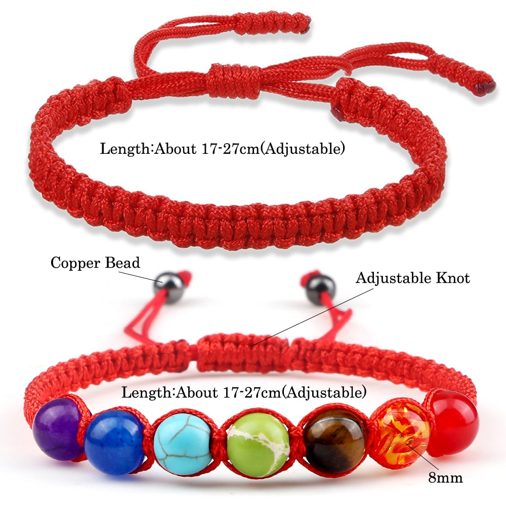 Couple Distance Lucky Bracelet 7 Chakra Black Red White Woven Thread Rope Bracelet Bangles