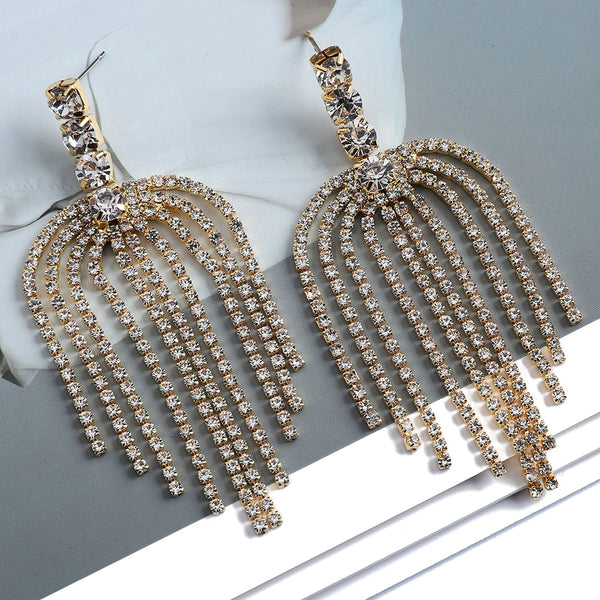 Irregular Tassel Pendant Jewelry Fashion Sweet Sparkly Crystal Dangle Earrings For Women