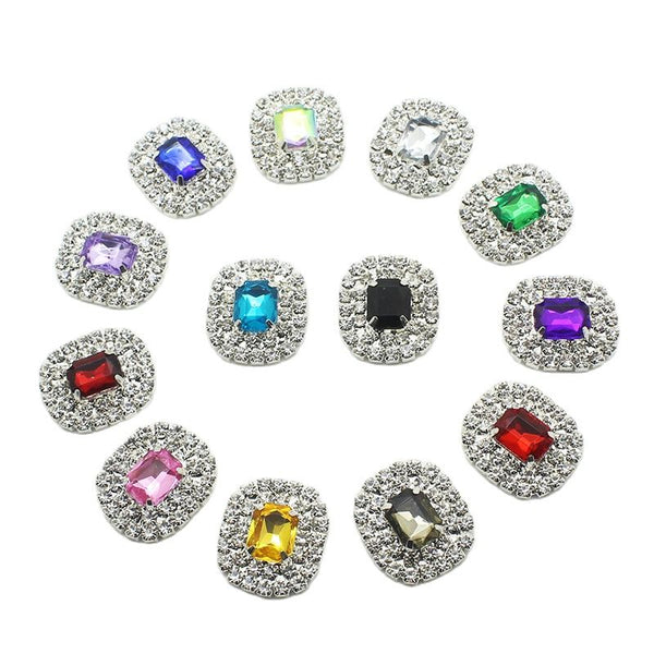 10PCS/LOT 21*18MM Rhinestone Snap Sewing Needlework Fabric Buttons