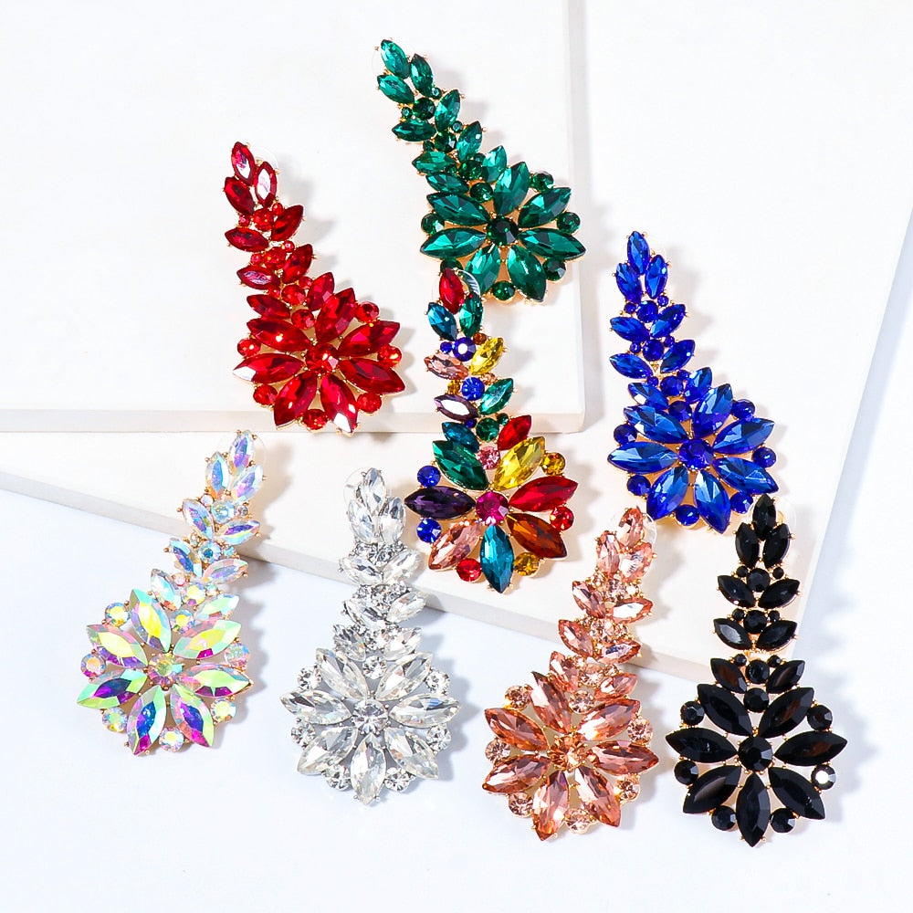 New Long Crystal Drop Dangle Earrings Colorful Rhinestone Hangle Earring