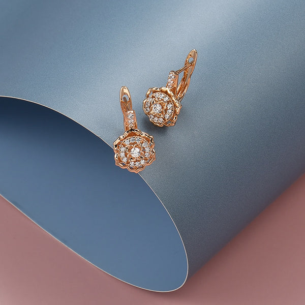 Hot Sale 585 Rose Gold Zircon Earrings