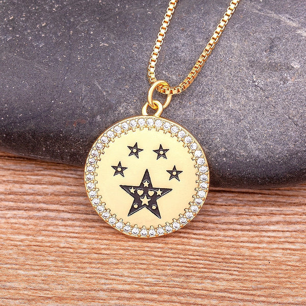 Original Design Vintage Red/White/Black Colors Star Pendant Charm Chokers Chain Necklaces