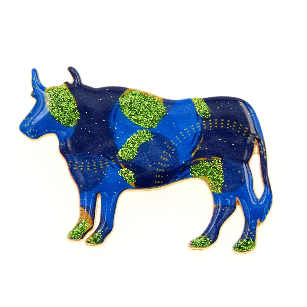 Enamel Bull Brooch Cattle Brooches Women And Men