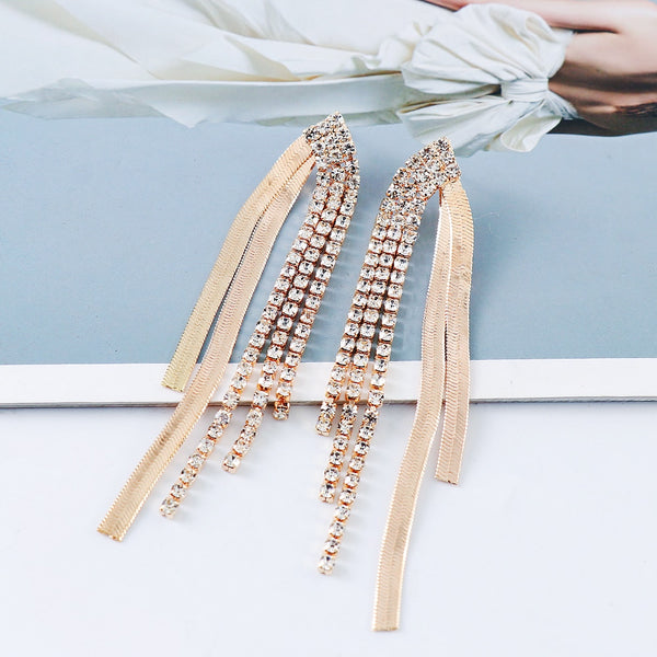 New Tassel  Long Rhinestone Dangle Earring For Women