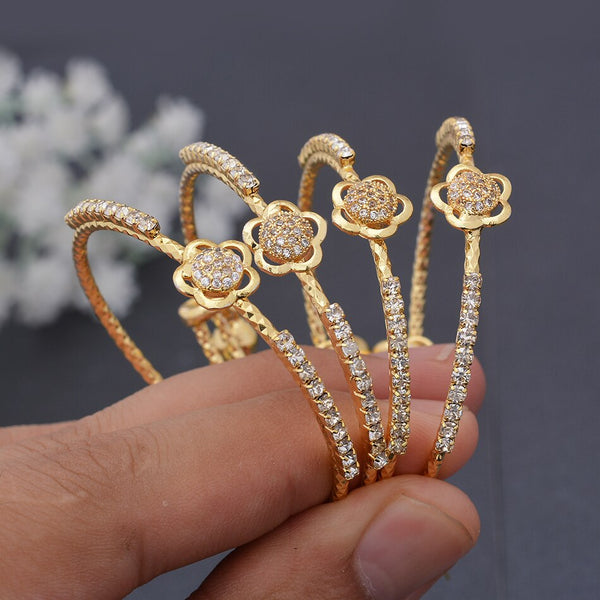 4pcs/Set 24K Dubai Gold Color African Baby Bangles For Girls Boys