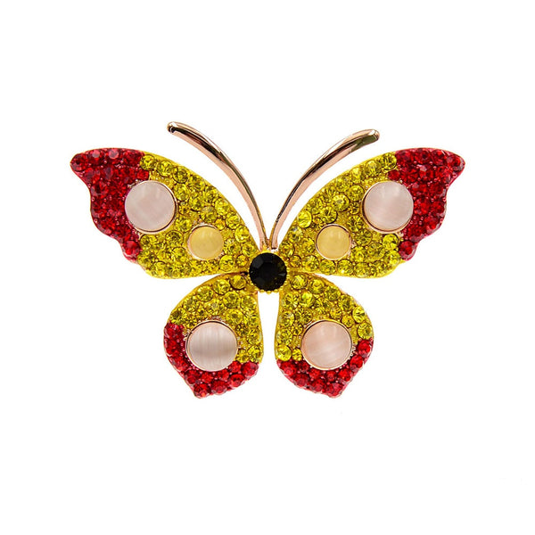 3 Colors Available Mix-color Rhinestone Butterfly Brooches For Women