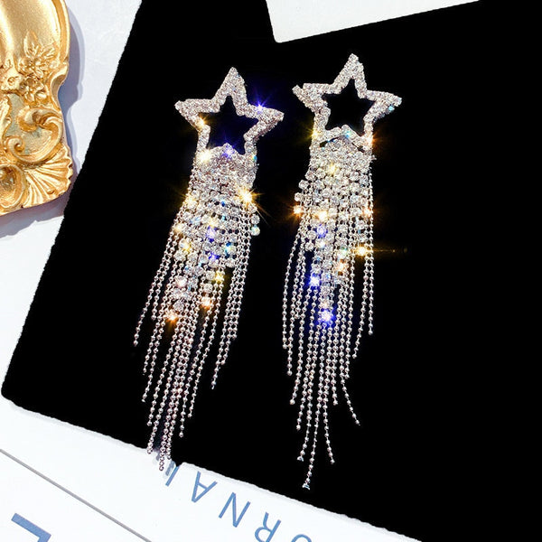 Fashion Long Tassel Crystal Earrings for Women