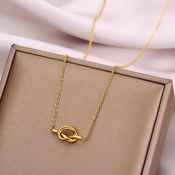 316L Stainless Steel Gold Color Knot Pandent Necklaces For Women