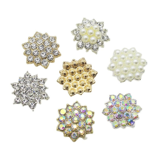 10Pcs Metal Snowflake Button18mm For Alloy Decoration girl hair accessory