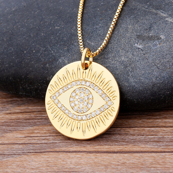 Vintage Round Shape Evil Eye Pendant For Women