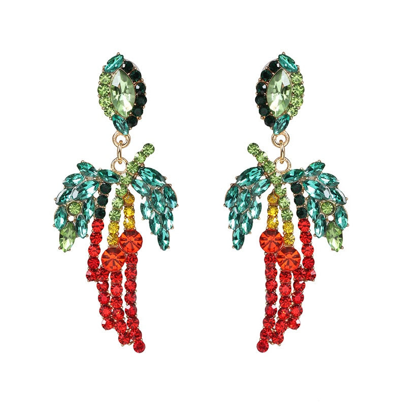 Fashion Fruit Crystal Earrings For Women Vintage Alloy Rhinestone Drop Earrings