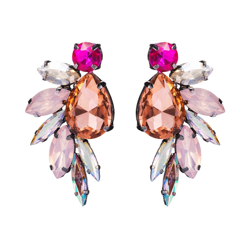 Fashion Colorful Rhinestone Earrings Women Bohemian Geometric Dangle Earring