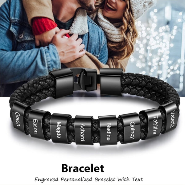 Personalized Men Braided Leather Bracelets