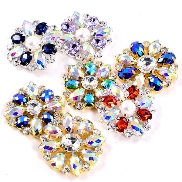 1pcs/lot 33MM Flower Manualidades  Rhinestone Snap Flatback Sewing Button