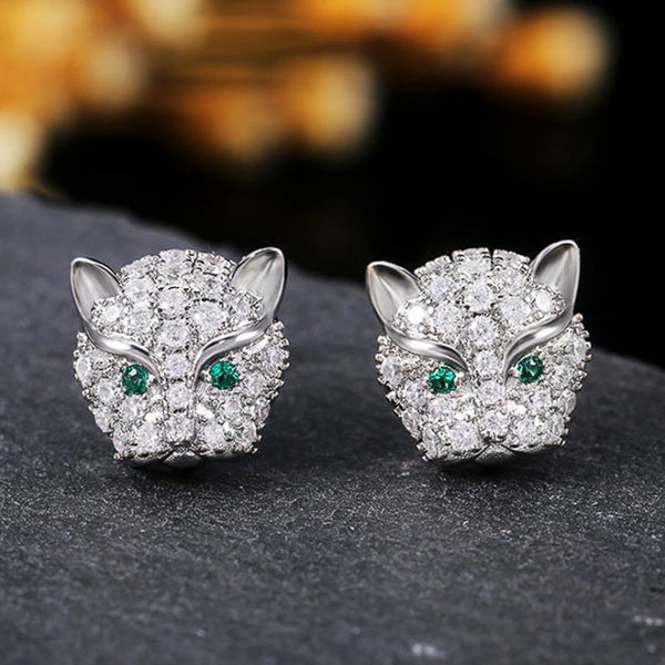 leopard-head zircon earrings for women and men gift