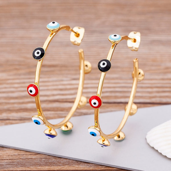 Classic Lucky Colorful Turkish Evil Eye Beads Earrings