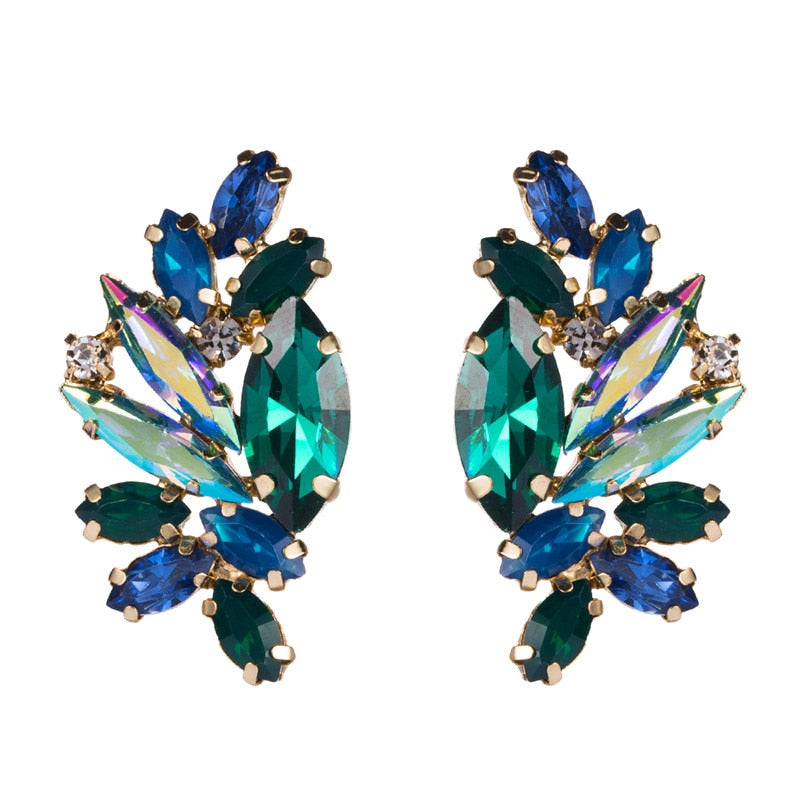 Fashion Colorful Rhinestone Earrings Women Bohemian Geometric Dangle Earring