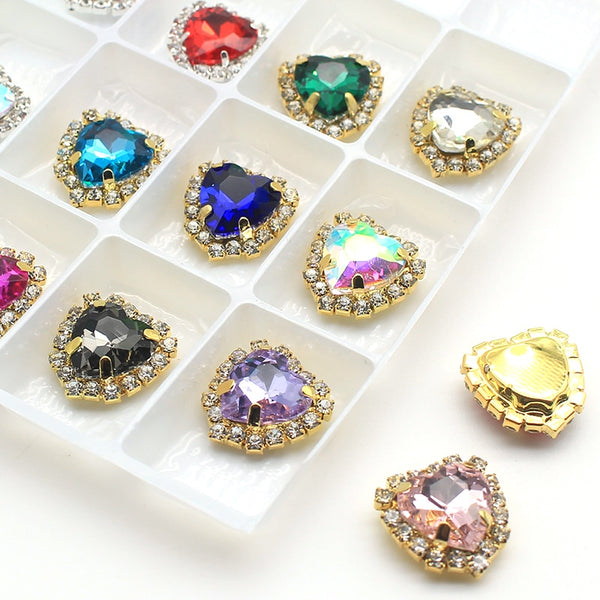 20pcs/18MM Heart shape Sewing Buttons Glass Crystal with Rhinestone Buttons