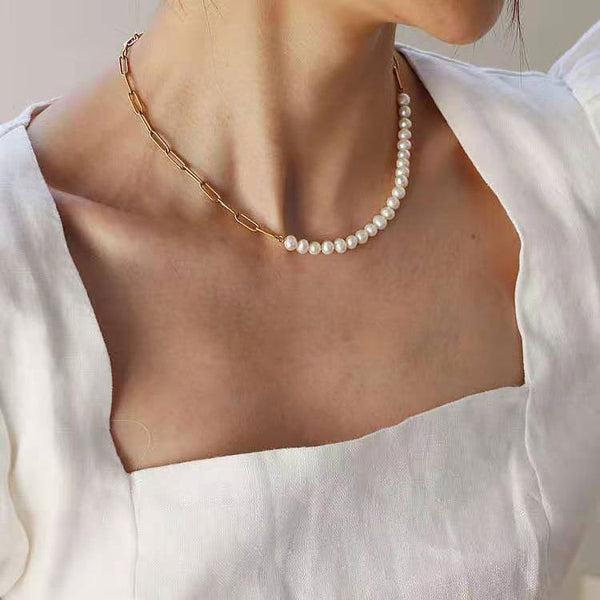 fashion exquisite jewelry pearl pendant thick chain necklace and pendant for women