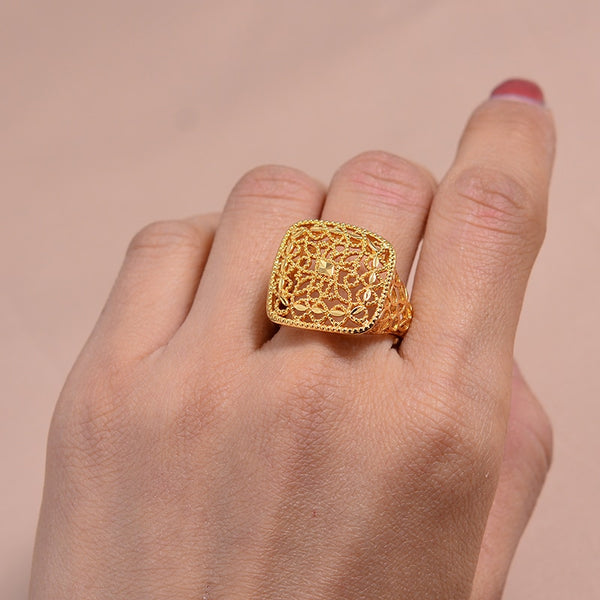 Women Ring Gold Color and Brass Ethiopian Bride Wedding Ring