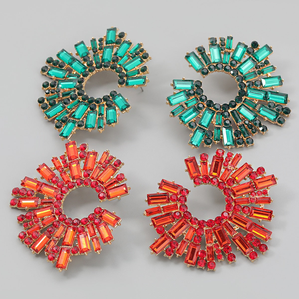 Fashion Metal Rhinestone Sunflower Earrings Women