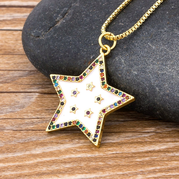 Arrival Cute Star Pendant Necklace Top Quality Copper Zircon Long Chain Pendant For Women